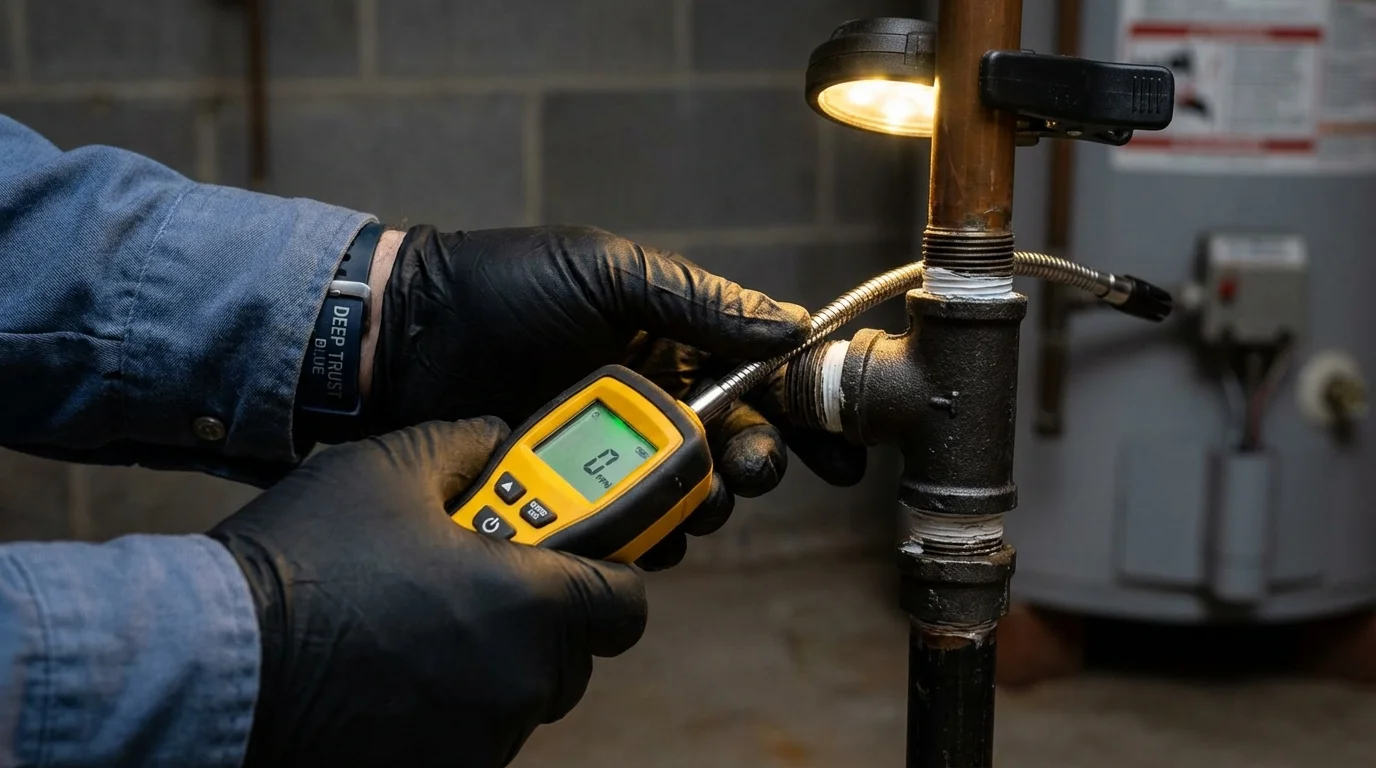 Gas leak detection with electronic sniffer by Johns Plumbing LLC in Wakefield