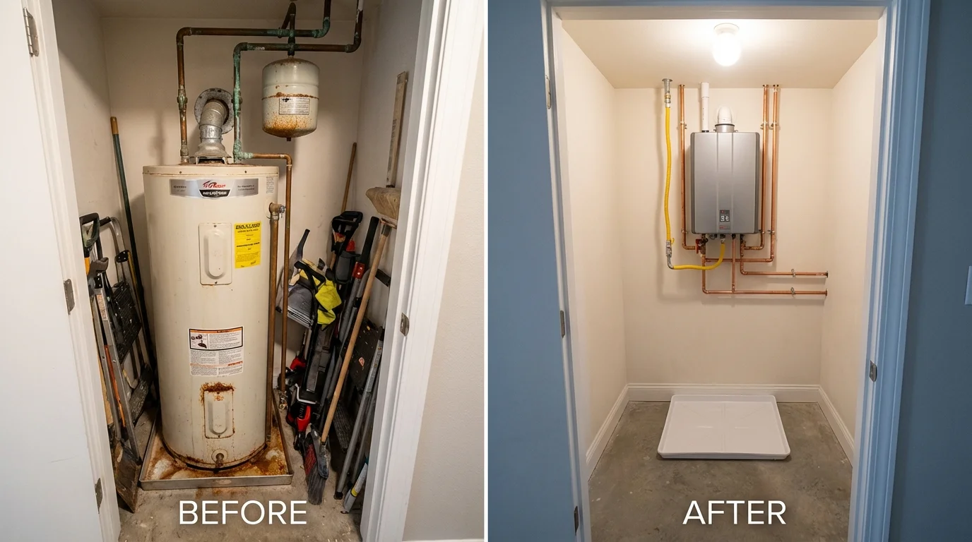 Tank water heater versus wall-mounted tankless unit comparison for Wakefield, MI homeowners